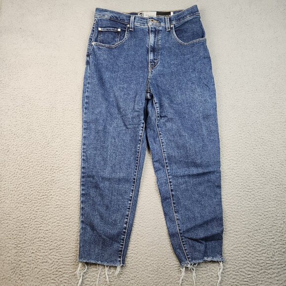 Levi's Silver Tab Jeans Women's 30 Mom Jean High Rise Cropped Blue Denim Pants - Picture 1 of 11